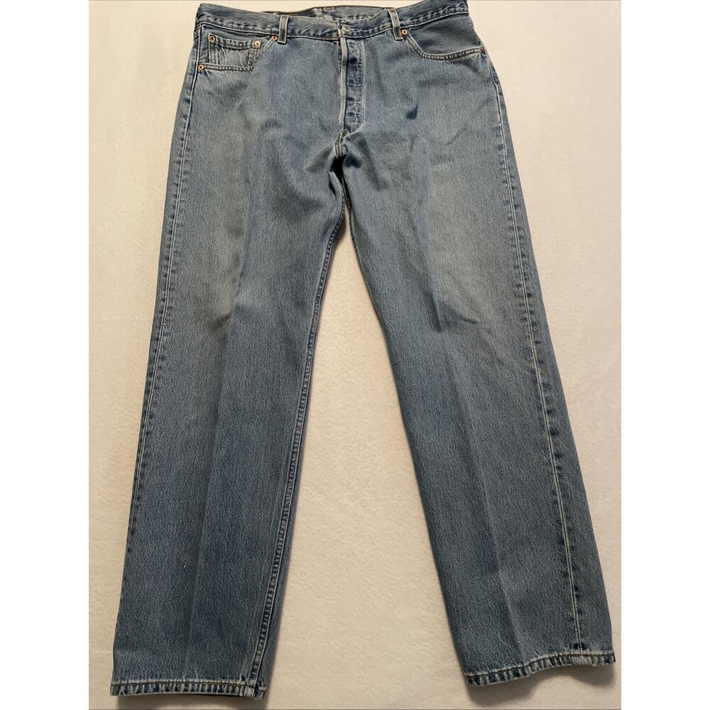 Vintage 90s Levi's XX 501 USA BUTTON FLY Blue Jeans Light Wash Denim 40x32 1993